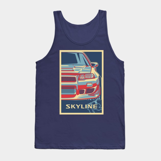 vintage skyline r34 gtr Tank Top by don_kuma